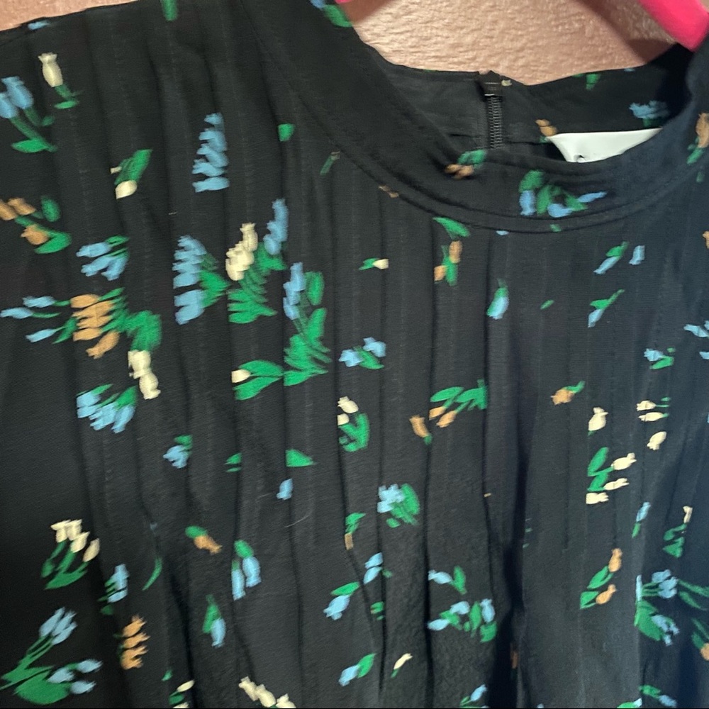 GANNI black high neck pleated blouse with elastic wrists ballon sleeves size 38 - Picture 10 of 11